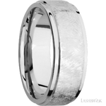 8 mm wide Flat Grooved Edges 14K White Gold band.