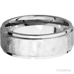 8 mm wide Flat Grooved Edges 14K White Gold band.