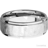 8 mm wide Flat Grooved Edges 14K White Gold band.