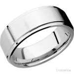 8 mm wide Flat Grooved Edges 14K White Gold band.