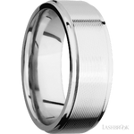 8 mm wide Flat Grooved Edges 14K White Gold band.