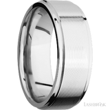 8 mm wide Flat Grooved Edges 14K White Gold band.