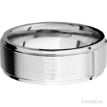 8 mm wide Flat Grooved Edges 14K White Gold band.
