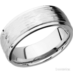 8 mm wide Flat Grooved Edges 14K White Gold band.