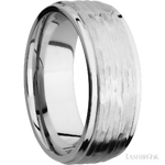 8 mm wide Flat Grooved Edges 14K White Gold band.