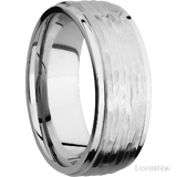 8 mm wide Flat Grooved Edges 14K White Gold band.
