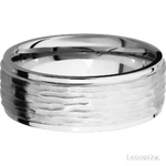 8 mm wide Flat Grooved Edges 14K White Gold band.