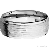 8 mm wide Flat Grooved Edges 14K White Gold band.