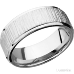 8 mm wide Flat Grooved Edges 14K White Gold band.