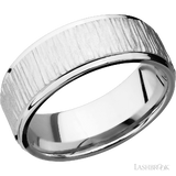8 mm wide Flat Grooved Edges 14K White Gold band.