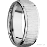 8 mm wide Flat Grooved Edges 14K White Gold band.