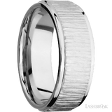 8 mm wide Flat Grooved Edges 14K White Gold band.