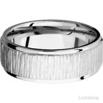8 mm wide Flat Grooved Edges 14K White Gold band.