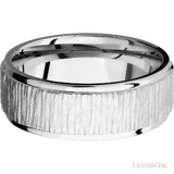 8 mm wide Flat Grooved Edges 14K White Gold band.