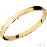 2 mm wide Domed 14K Yellow Gold band.