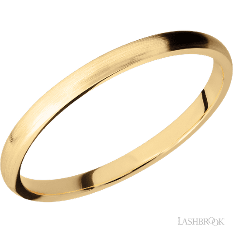 2 mm wide Domed 14K Yellow Gold band.