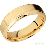 7 mm wide High Bevel Milgrain 14K Yellow Gold band.