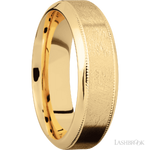 7 mm wide High Bevel Milgrain 14K Yellow Gold band.