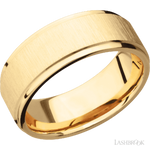 8 mm wide Flat Grooved Edges 14K Yellow Gold band.