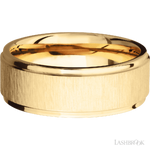 8 mm wide Flat Grooved Edges 14K Yellow Gold band.
