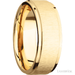 8 mm wide Flat Grooved Edges 14K Yellow Gold band.
