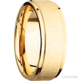 8 mm wide Flat Grooved Edges 14K Yellow Gold band.
