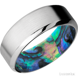 8 mm wide High Bevel Cobalt Chrome band featuring a Abalone sleeve.