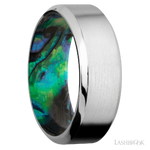 8 mm wide High Bevel Cobalt Chrome band featuring a Abalone sleeve.