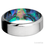 8 mm wide High Bevel Cobalt Chrome band featuring a Abalone sleeve.