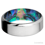 8 mm wide High Bevel Cobalt Chrome band featuring a Abalone sleeve.