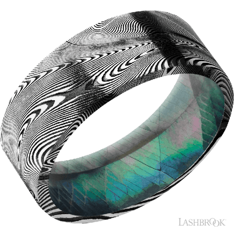 8 mm wide Flat Tightweave band featuring a Black Mother of Pearl sleeve.