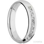 5 mm wide/Domed/Cobalt Chrome band with a Half Eternity arrangement of .07 carat Round Diamond stones in a Channel setting.