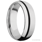 7 mm wide/Domed/Cobalt Chrome band with one 1 mm Off Center inlay of Black.