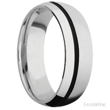 7 mm wide/Domed/Cobalt Chrome band with one 1 mm Off Center inlay of Black.