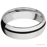 7 mm wide/Domed/Cobalt Chrome band with one 1 mm Off Center inlay of Black.