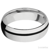 7 mm wide/Domed/Cobalt Chrome band with one 1 mm Off Center inlay of Black.