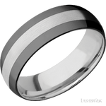 7 mm wide/Domed/Cobalt Chrome band with two 2 mm Double Off Center Edge inlays of Zirconium.