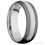 7 mm wide/Domed/Cobalt Chrome band with two 2 mm Double Off Center Edge inlays of Zirconium.