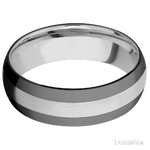 7 mm wide/Domed/Cobalt Chrome band with two 2 mm Double Off Center Edge inlays of Zirconium.