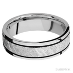 7 mm wide/Flat/Cobalt Chrome band with one 4 mm Centered inlay of Meteorite.