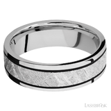 7 mm wide/Flat/Cobalt Chrome band with one 4 mm Centered inlay of Meteorite.