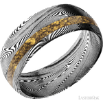 8 mm wide/Domed/Tightweave band with one 2 mm Off Center inlay of Alaskan Gold Nugget.