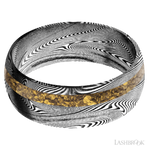 8 mm wide/Domed/Tightweave band with one 2 mm Off Center inlay of Alaskan Gold Nugget.