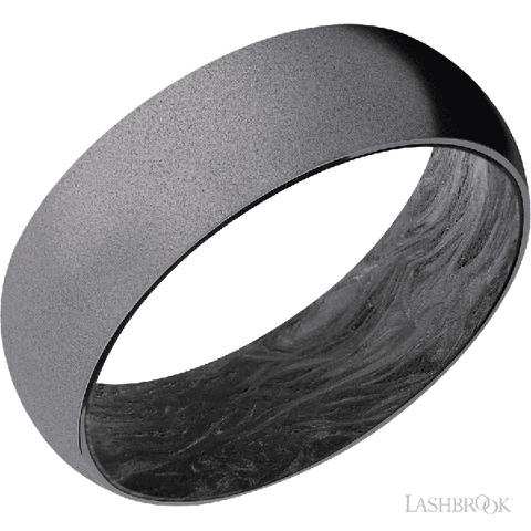 7 mm wide Domed Tantalum band featuring a Forged Carbon Fiber sleeve.