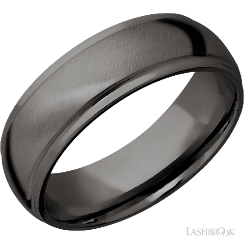 7 mm wide Domed Stepped Down Edges Tantalum Noir band.