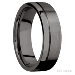 7 mm wide Flat with Off Center Accent Groove Tantalum Noir band.