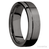 7 mm wide Flat with Off Center Accent Groove Tantalum Noir band.