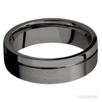 7 mm wide Flat with Off Center Accent Groove Tantalum Noir band.
