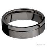 7 mm wide Flat with Off Center Accent Groove Tantalum Noir band.