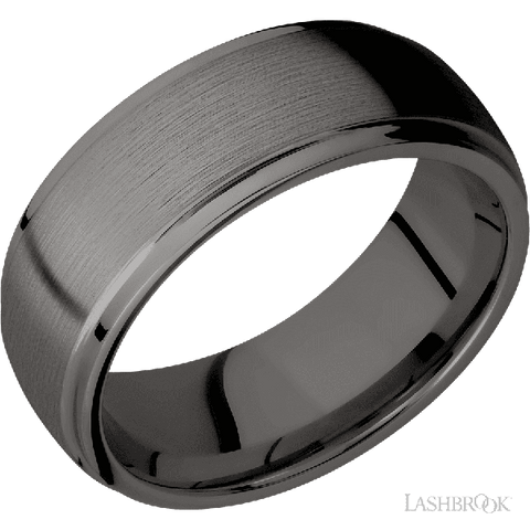 8 mm wide Domed Stepped Down Edges Tantalum Noir band.